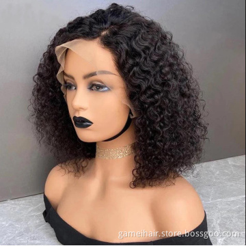 Wholesale Cheap Deep Wave Bob Wig Hd Full Transparent Lace Front Human Hair Wig Brazilian Virgin Human Hair Lace Frontal Wig
